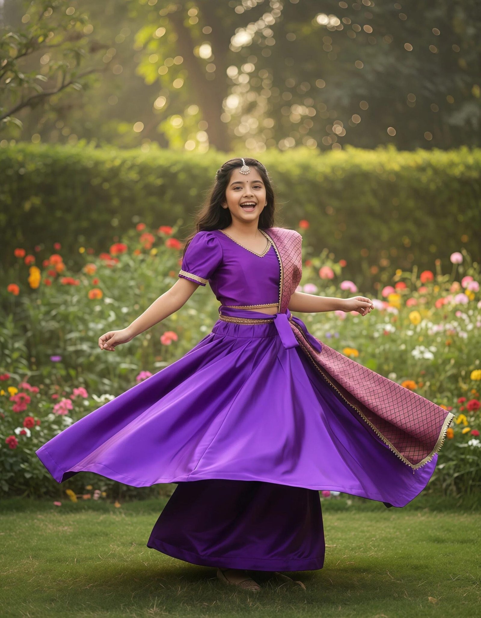 Purple Embroidered Kids Lehenga Choli – Custom Made to Measure - Image 9
