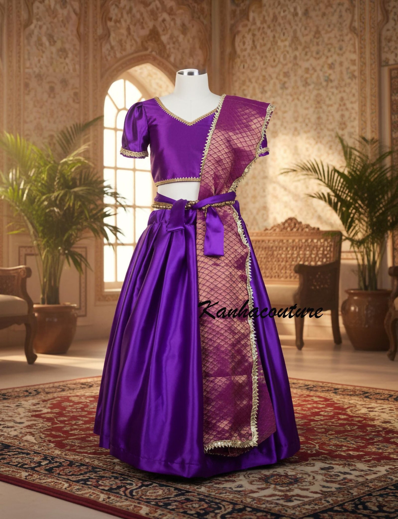Purple Embroidered Kids Lehenga Choli – Custom Made to Measure - Image 4