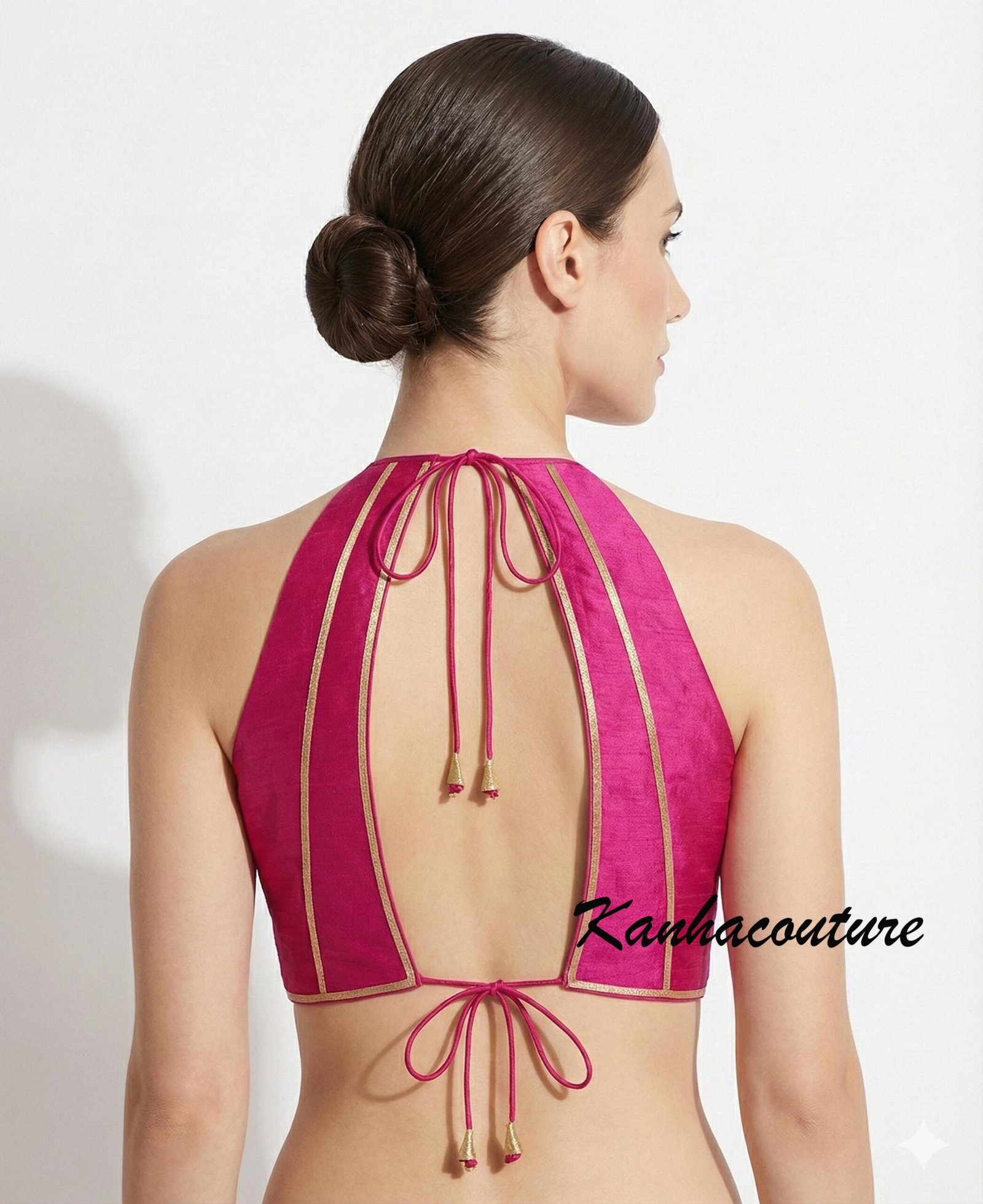 Red Raw Silk Saree Blouse (Design 6) – Custom Made to Measure - Image 2