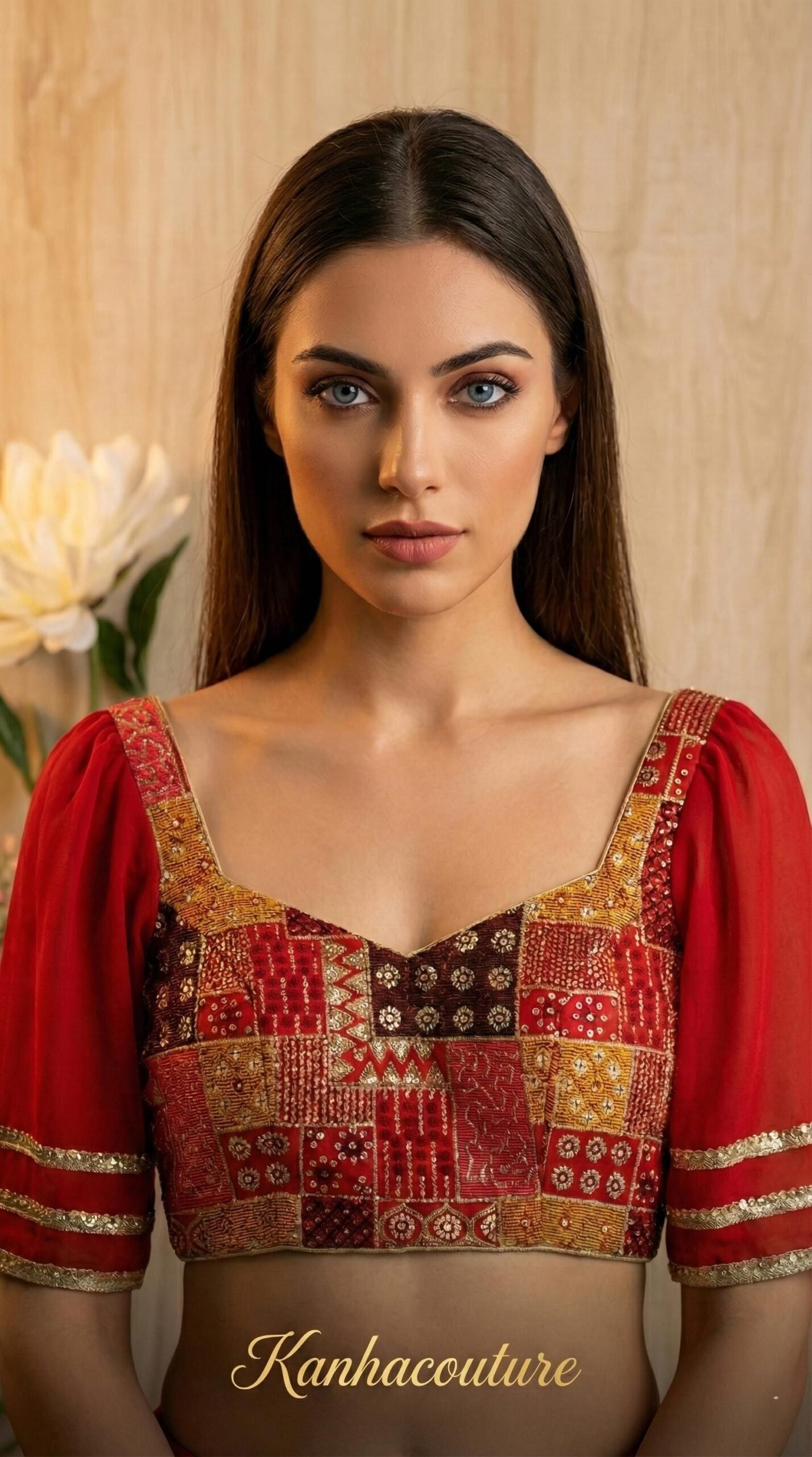 Royal Blue Silk Embroidered Saree Blouse – Custom Made to Measure