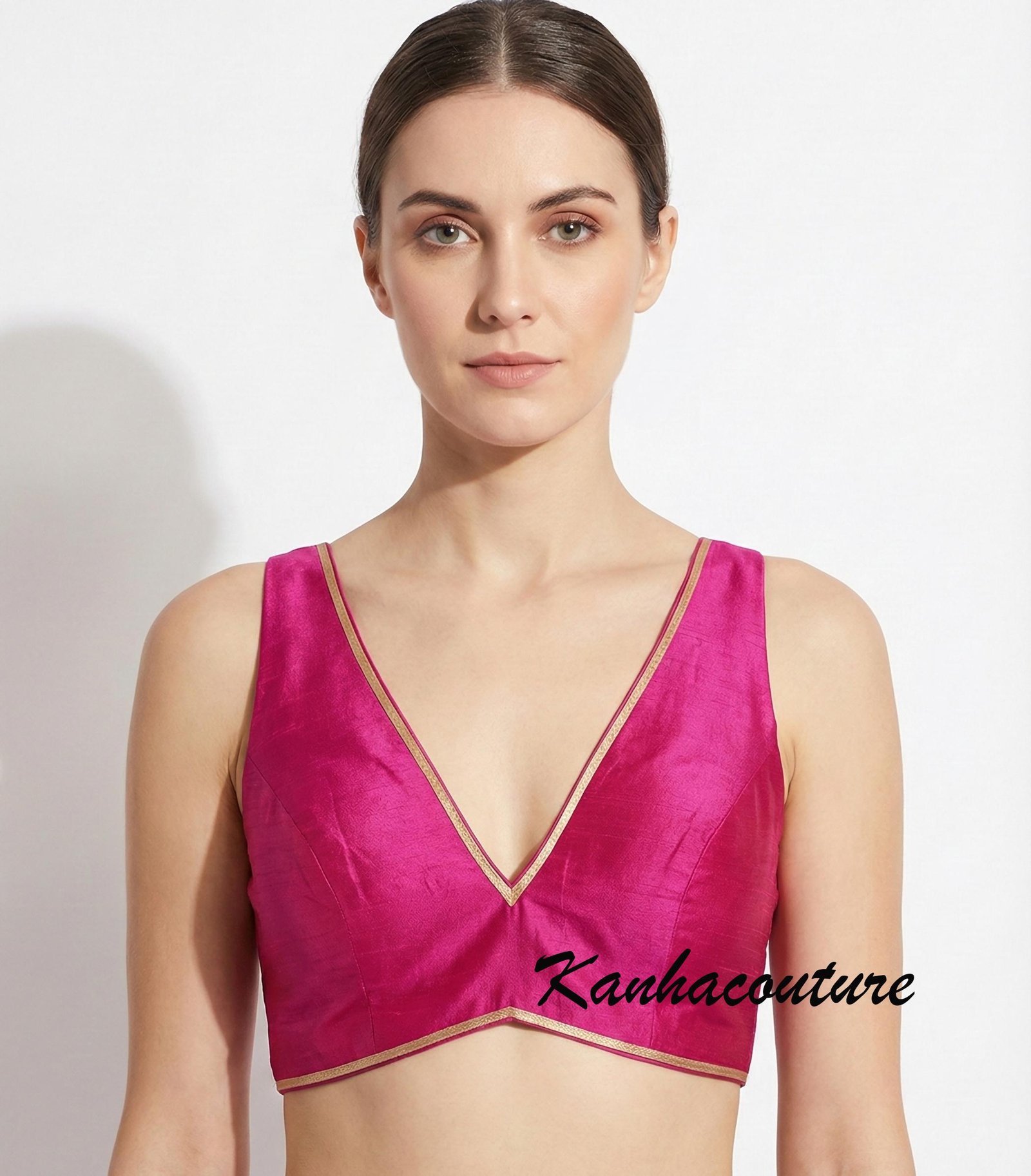 Red Raw Silk Saree Blouse (Design 6) – Custom Made to Measure