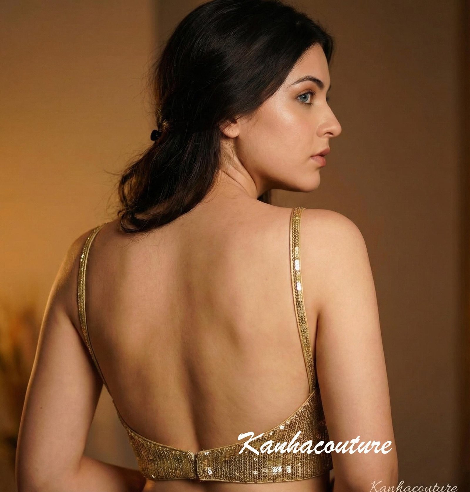 Gold Sequin Saree Blouse – Custom Made to Measure - Image 2