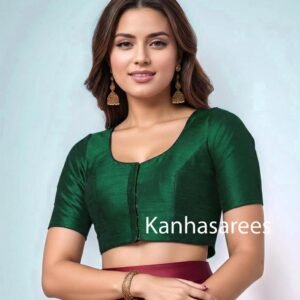 Luxurious Green Dhupion Silk Saree with Front Closure Blouse