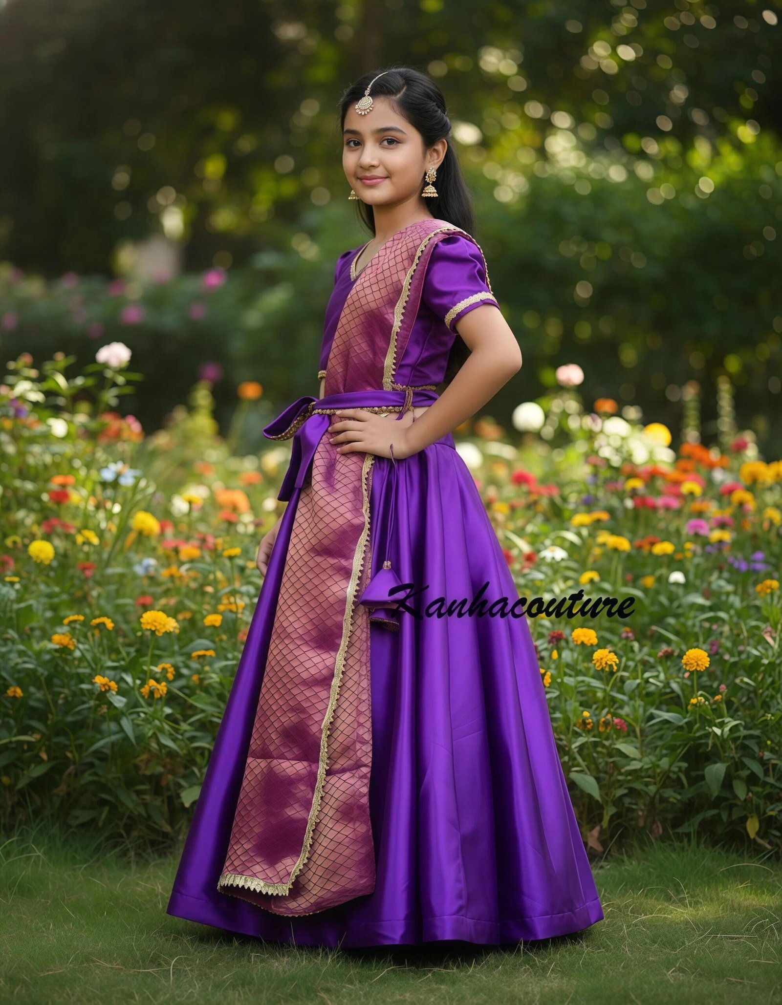 Purple Embroidered Kids Lehenga Choli – Custom Made to Measure - Image 8