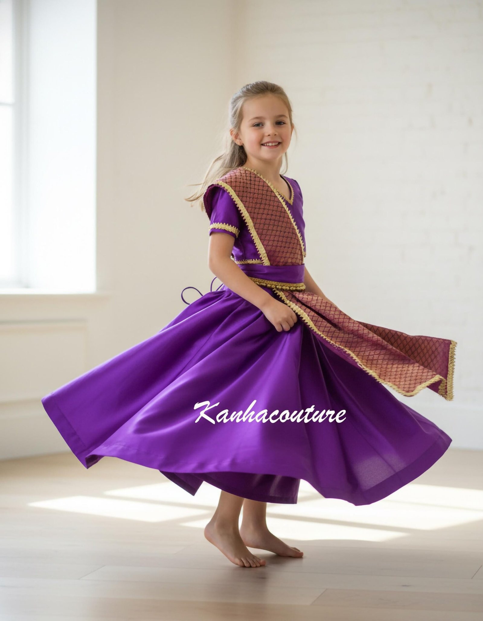 Purple Embroidered Kids Lehenga Choli – Custom Made to Measure