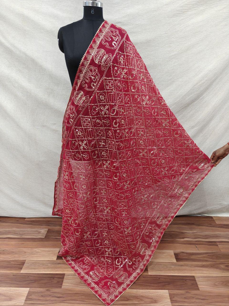 Red Georgette Embroidered Lehenga Choli – Custom Made to Measure - Image 3
