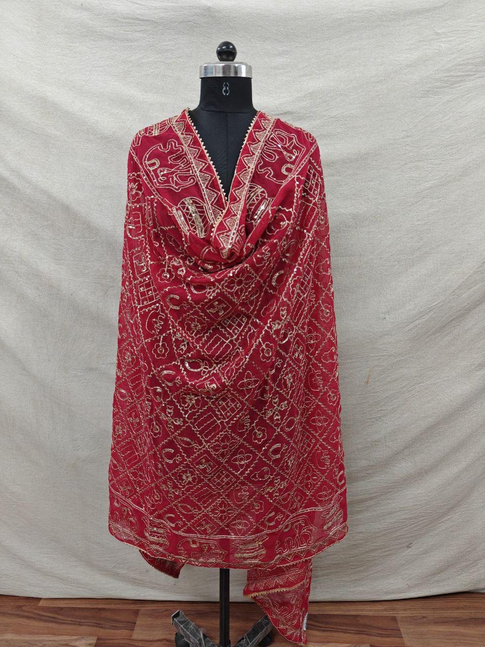 Red Georgette Embroidered Lehenga Choli – Custom Made to Measure - Image 4