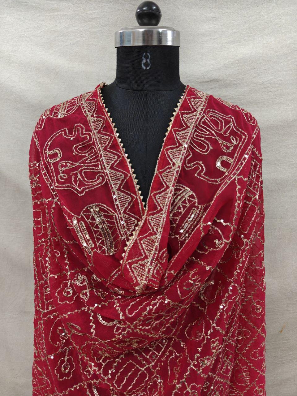 Red Georgette Embroidered Lehenga Choli – Custom Made to Measure - Image 5