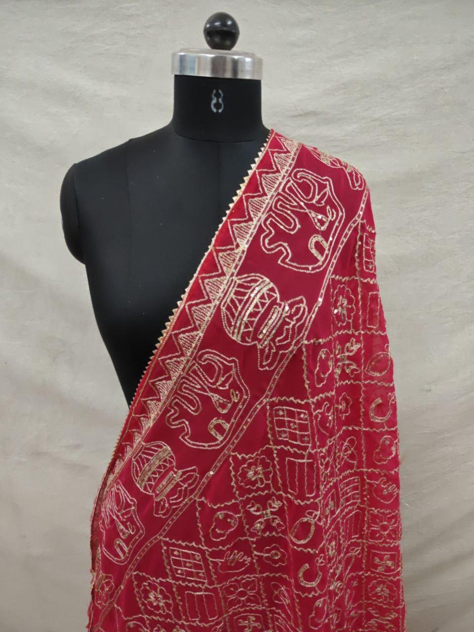 Red Georgette Embroidered Lehenga Choli – Custom Made to Measure - Image 2