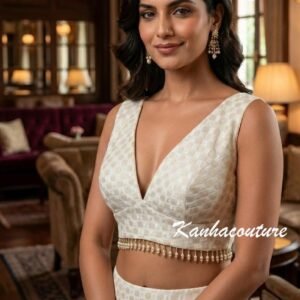 Silver Sequin Saree Blouse – Custom Made to Measure