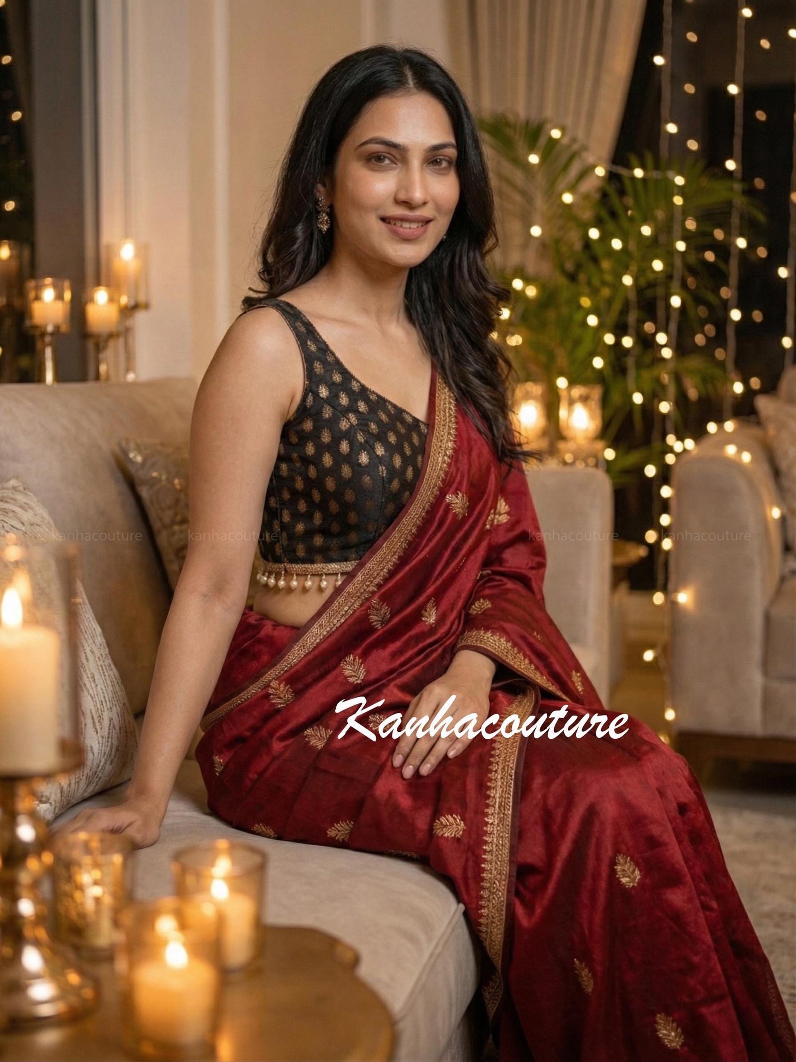 Black Brocade Saree Blouse – Custom Made to Measure - Image 7