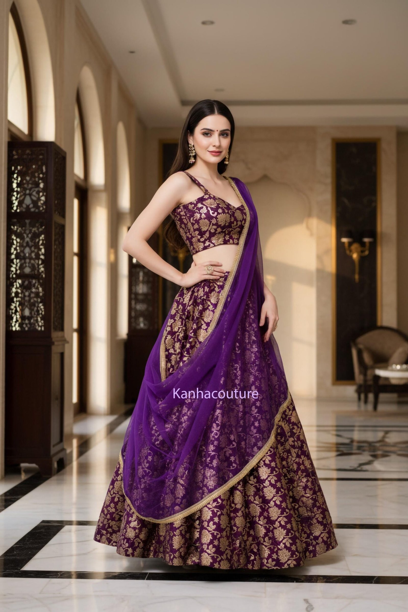 Purple Georgette Embroidery Lehenga Choli – Custom Made to Measure