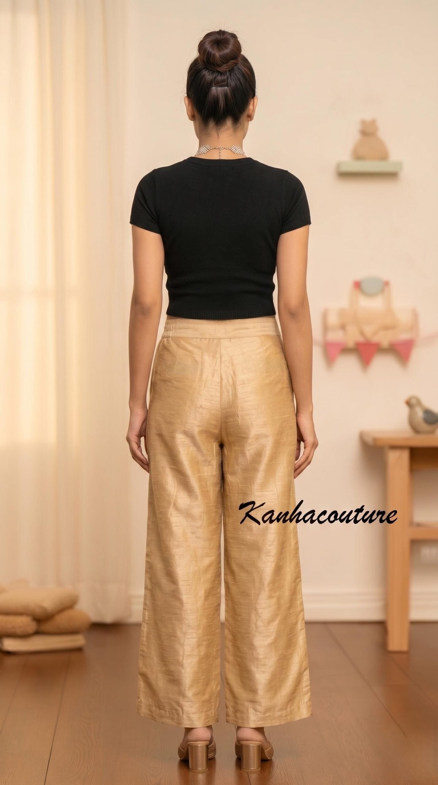 Golden Silk Blend Pants – Custom Made to Measure - Image 7
