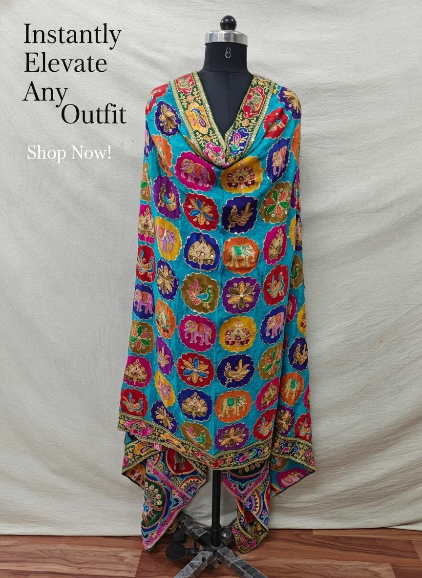 Red Crepe Embroidered Dupatta – Custom Made to Measure - Image 4
