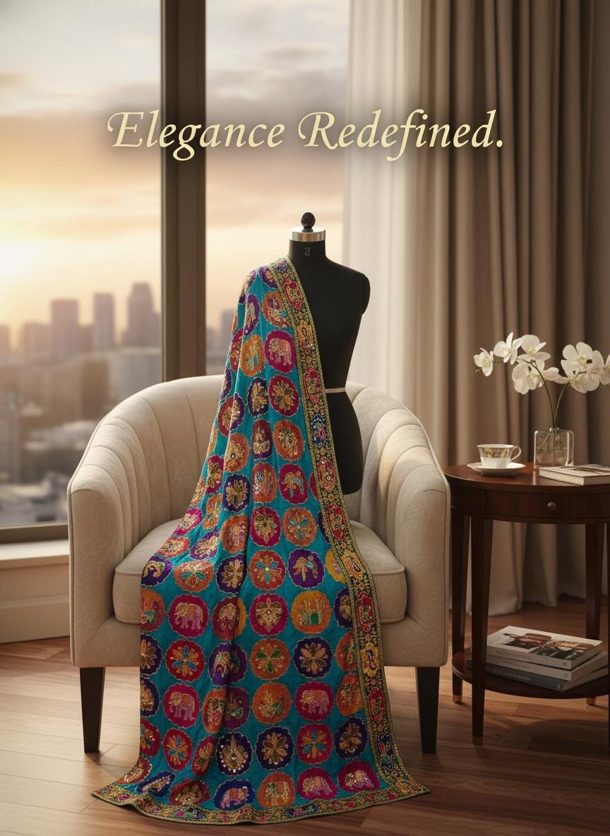 Red Crepe Embroidered Dupatta – Custom Made to Measure - Image 6
