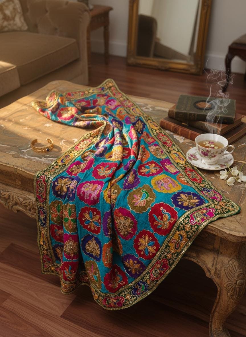 Red Crepe Embroidered Dupatta – Custom Made to Measure - Image 7