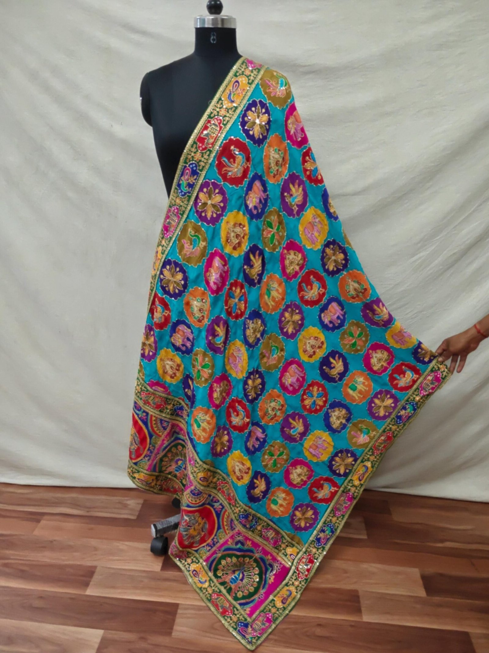 Red Crepe Embroidered Dupatta – Custom Made to Measure - Image 9