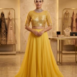 Yellow Net Lehenga Choli – Custom Made to Measure