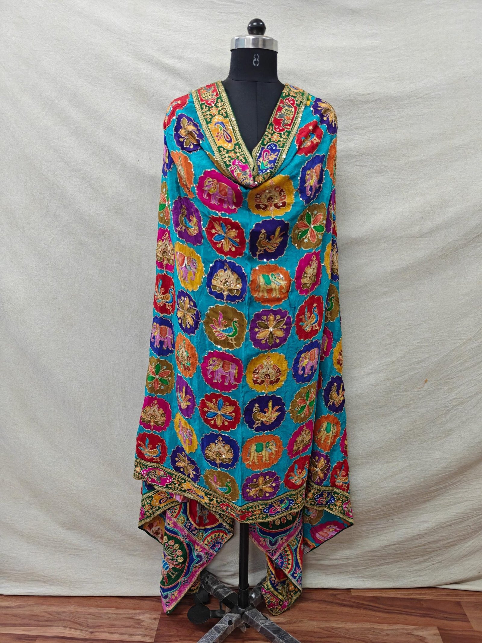 Red Crepe Embroidered Dupatta – Custom Made to Measure - Image 10