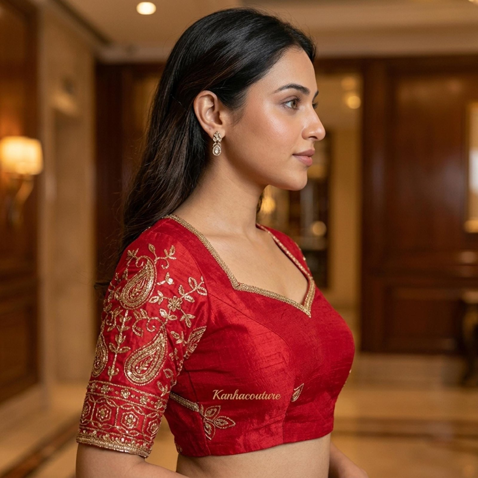 Gold Organza Embroidered Lehenga Choli – Custom Made to Measure - Image 2