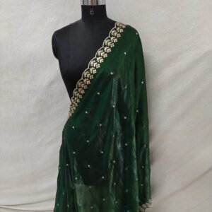 Emerald Organza Embroidered Dupatta – Custom Made to Measure
