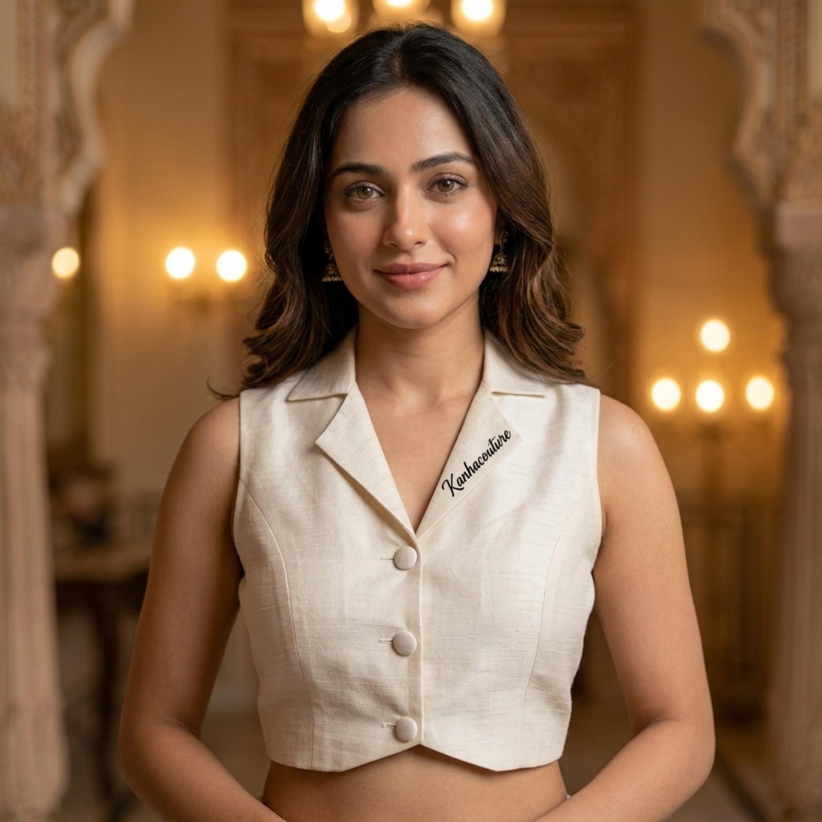White Raw Silk Saree Blouse (Design 3) – Custom Made to Measure