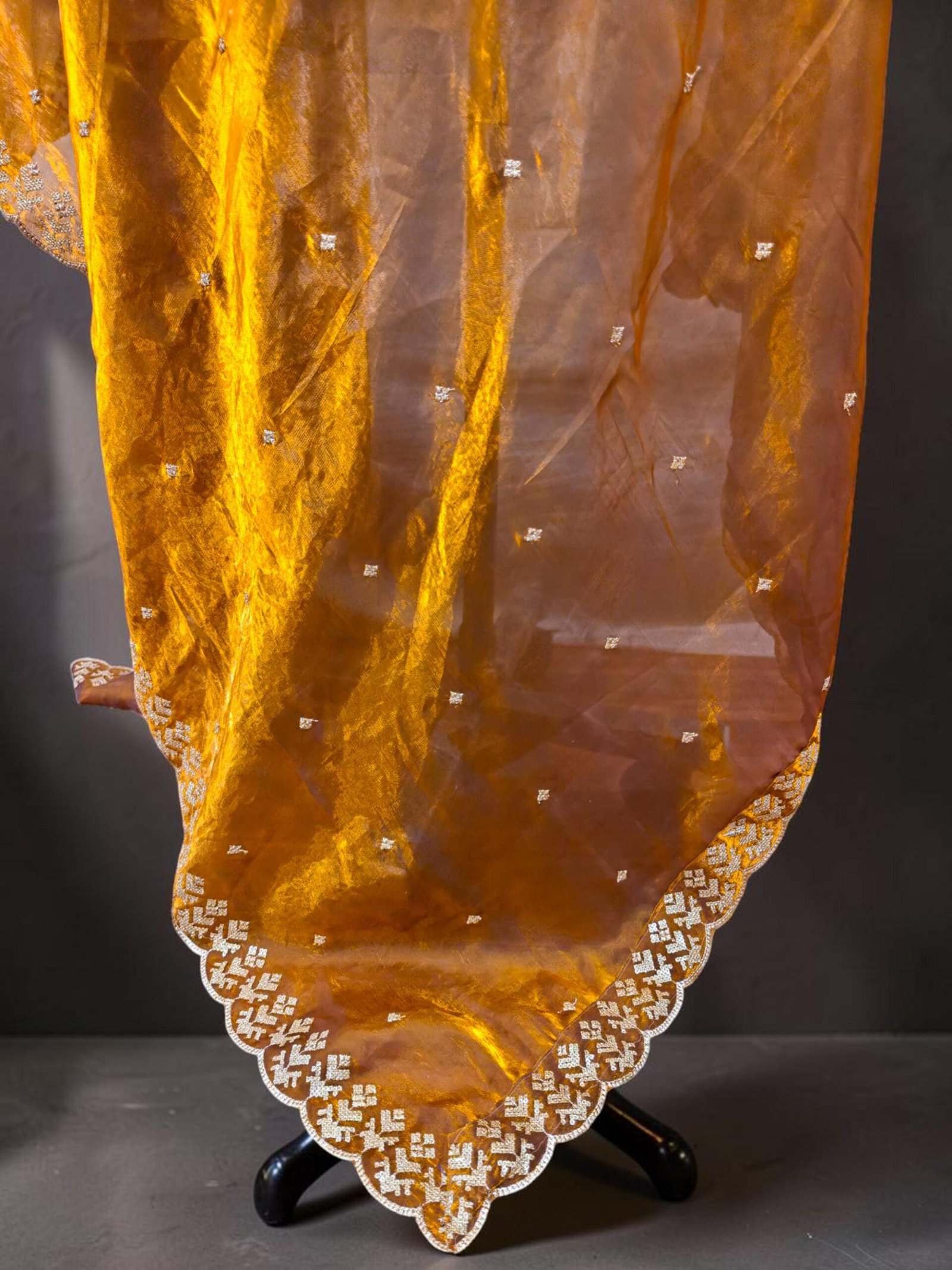 Off-White Organza Embroidered Dupatta – Custom Made to Measure - Image 7