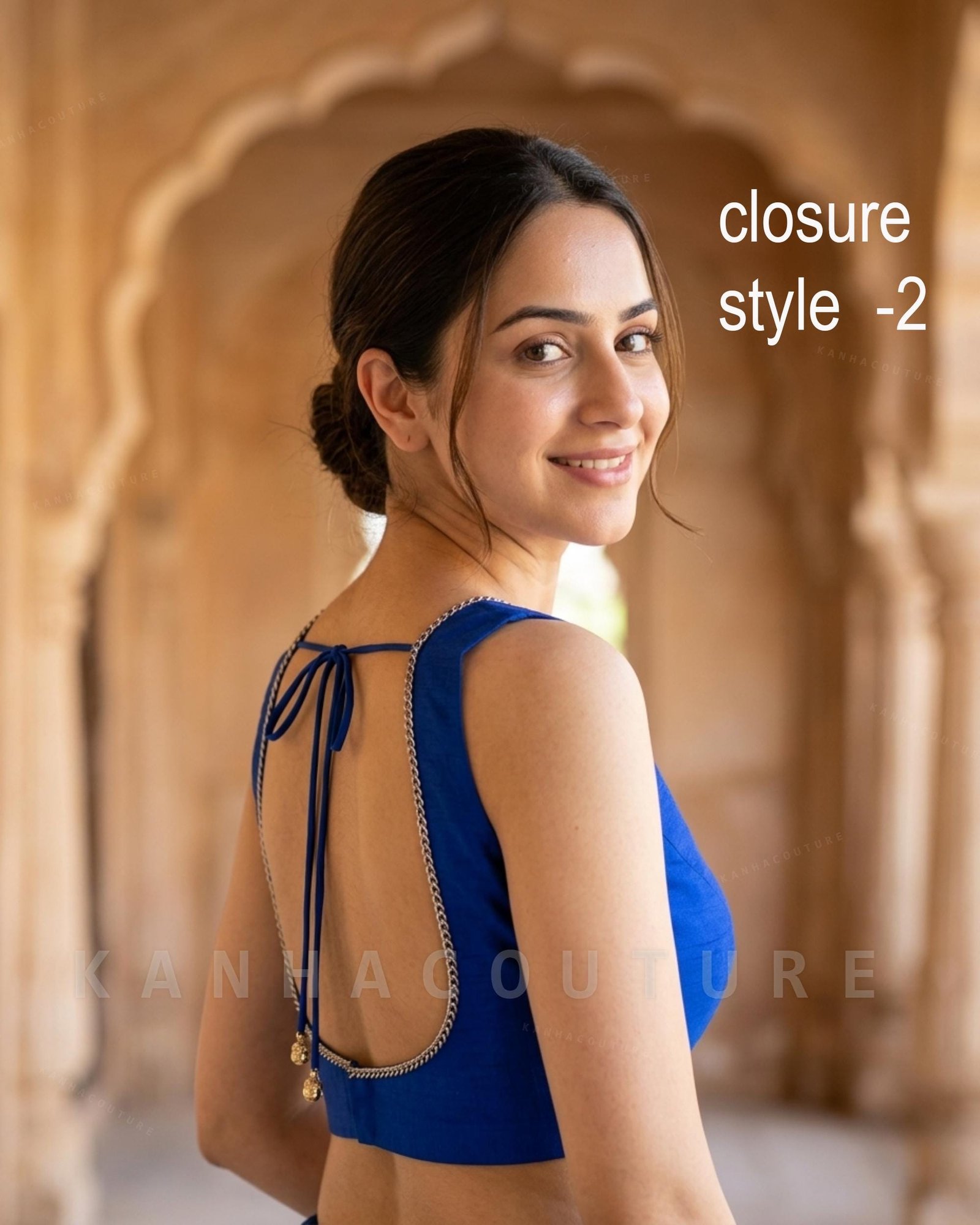 Blue Raw Silk Lehenga Choli (Design 2) – Custom Made to Measure - Image 3