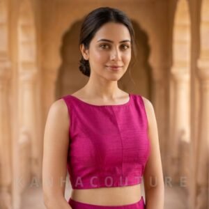 Magenta Silk Embroidered Saree Blouse – Custom Made to Measure