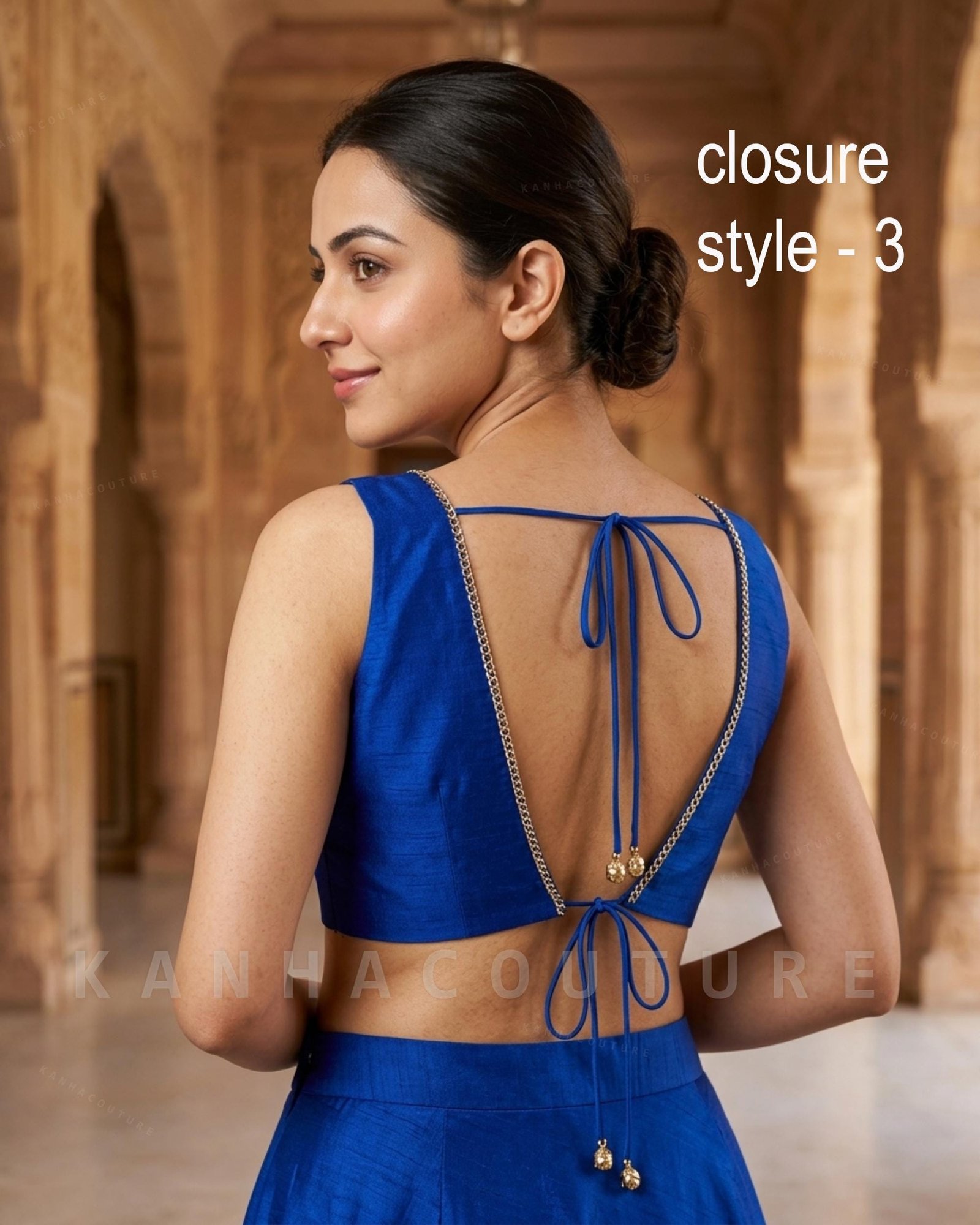 Blue Raw Silk Lehenga Choli (Design 2) – Custom Made to Measure - Image 2