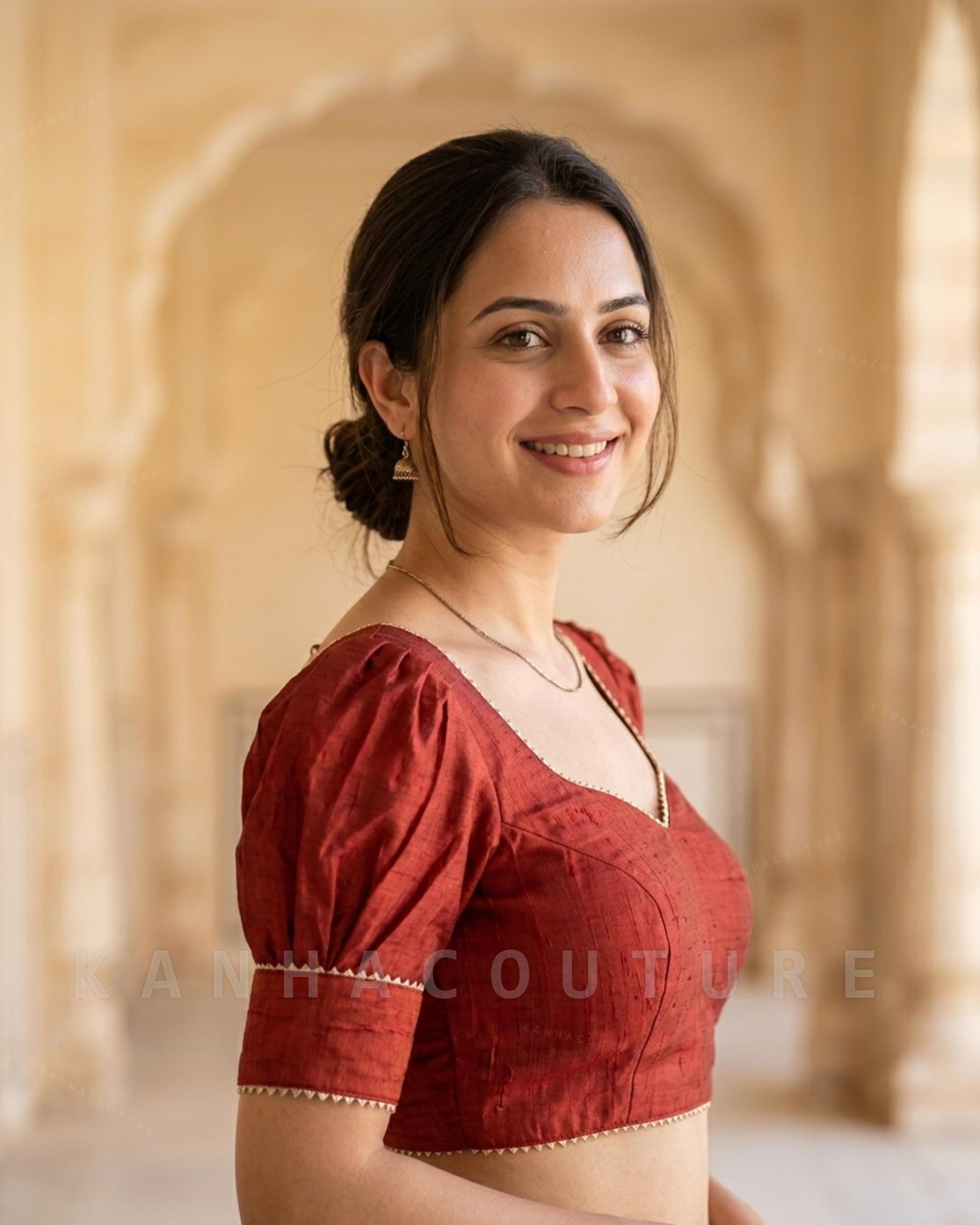 Art Silk Saree Blouse with Puff Sleeves for Elegant Parties - Image 4
