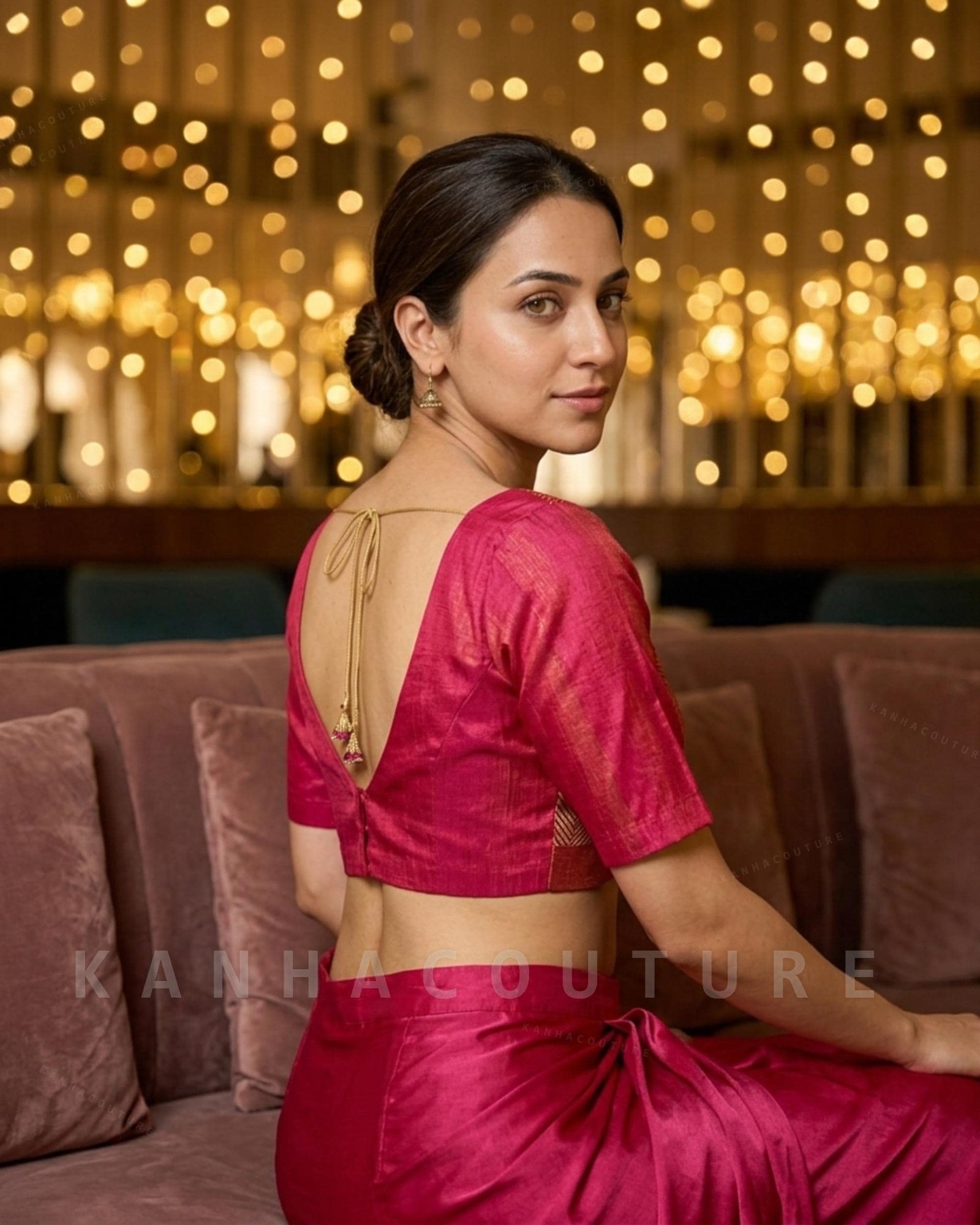 Hot Pink Silk Zari Work Lehenga Choli – Custom Made to Measure - Image 10