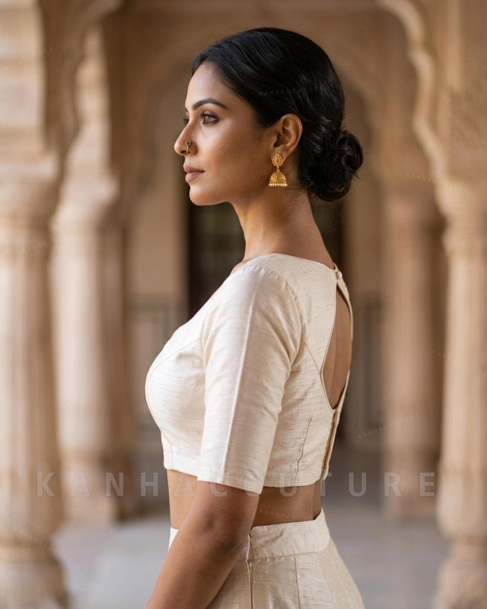 Ivory Blended Silk Lehenga Choli – Custom Made to Measure - Image 4