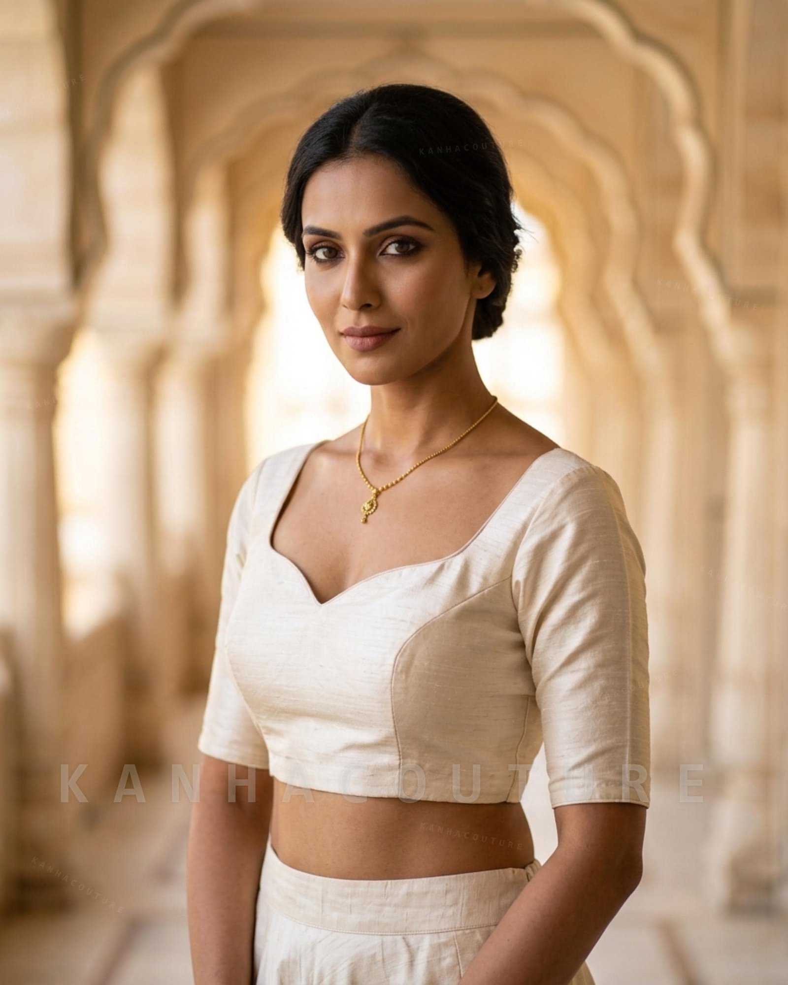 Ivory Blended Silk Lehenga Choli – Custom Made to Measure - Image 2
