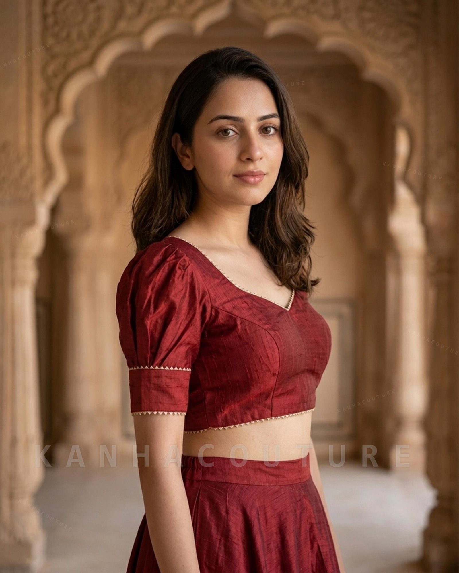 Art Silk Saree Blouse with Puff Sleeves for Elegant Parties - Image 3