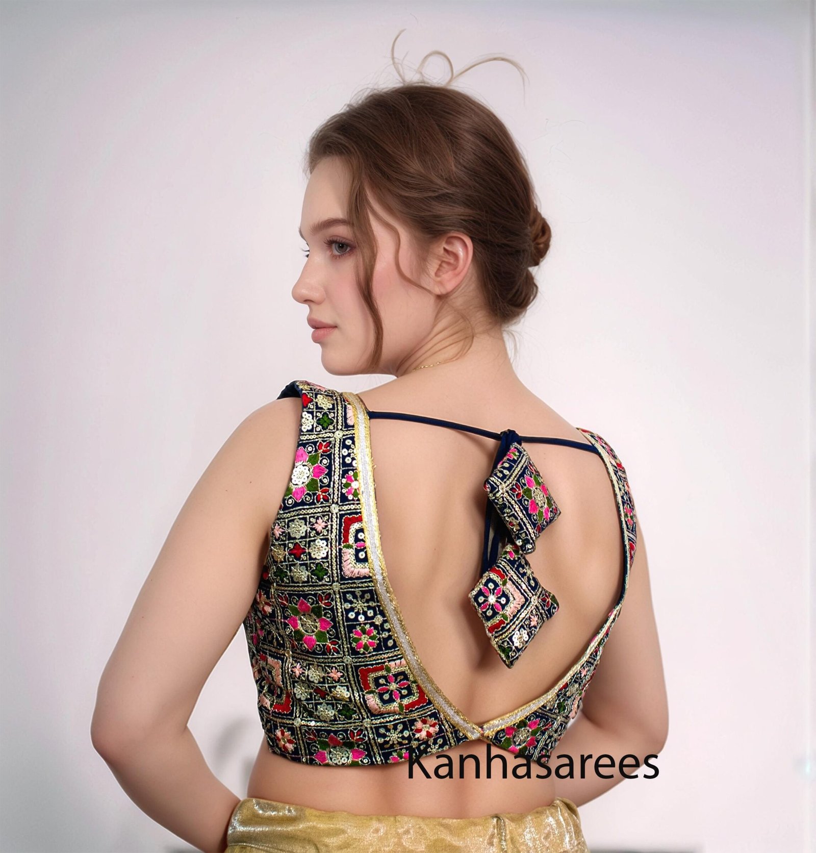 Blue Georgette Embroidered Lehenga Choli – Custom Made to Measure - Image 4