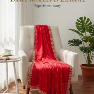 Gold Organza Embroidered Dupatta – Custom Made to Measure