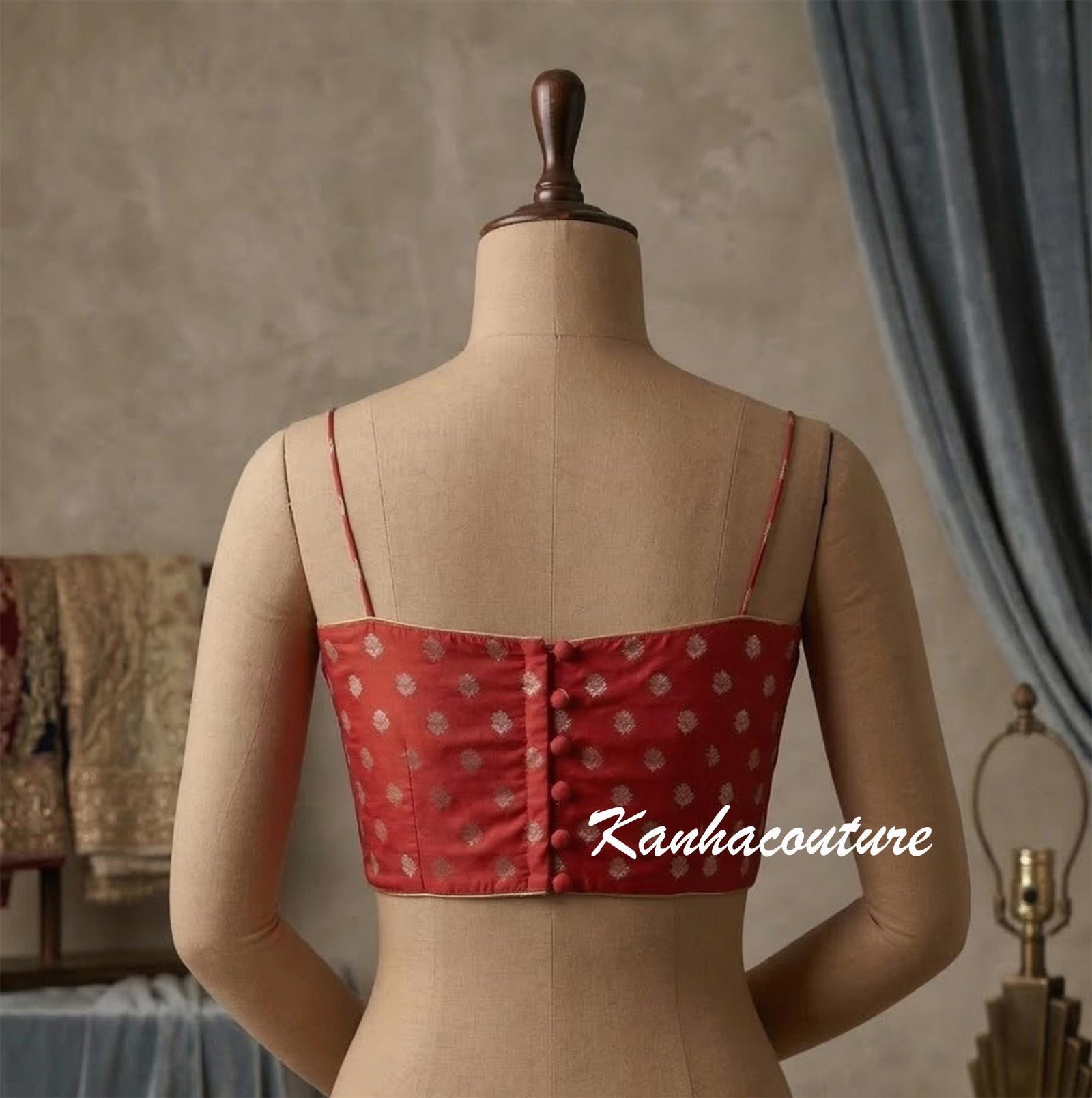 Red Silk Saree Blouse – Custom Made to Measure - Image 2