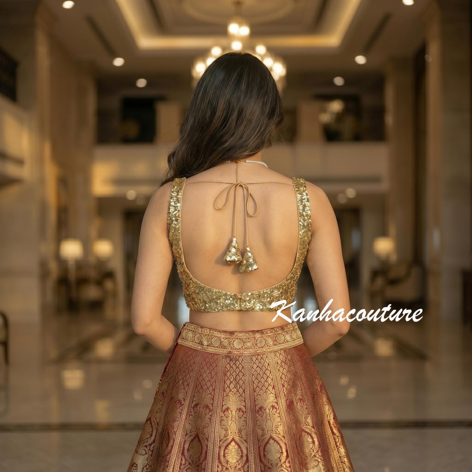 Golden Cotton Embroidery Lehenga Choli – Custom Made to Measure - Image 7