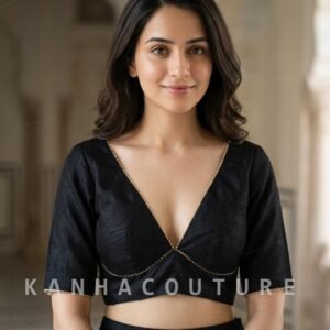 Black Raw Silk Saree Blouse – Custom Made to Measure