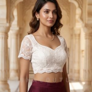 White Net Embroidered Lehenga Choli – Custom Made to Measure