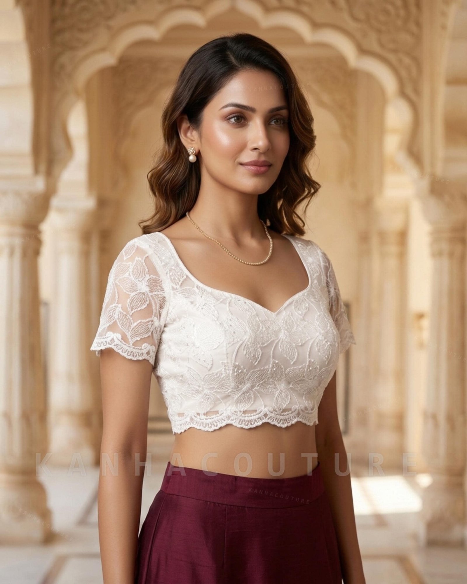 White Net Embroidered Lehenga Choli – Custom Made to Measure