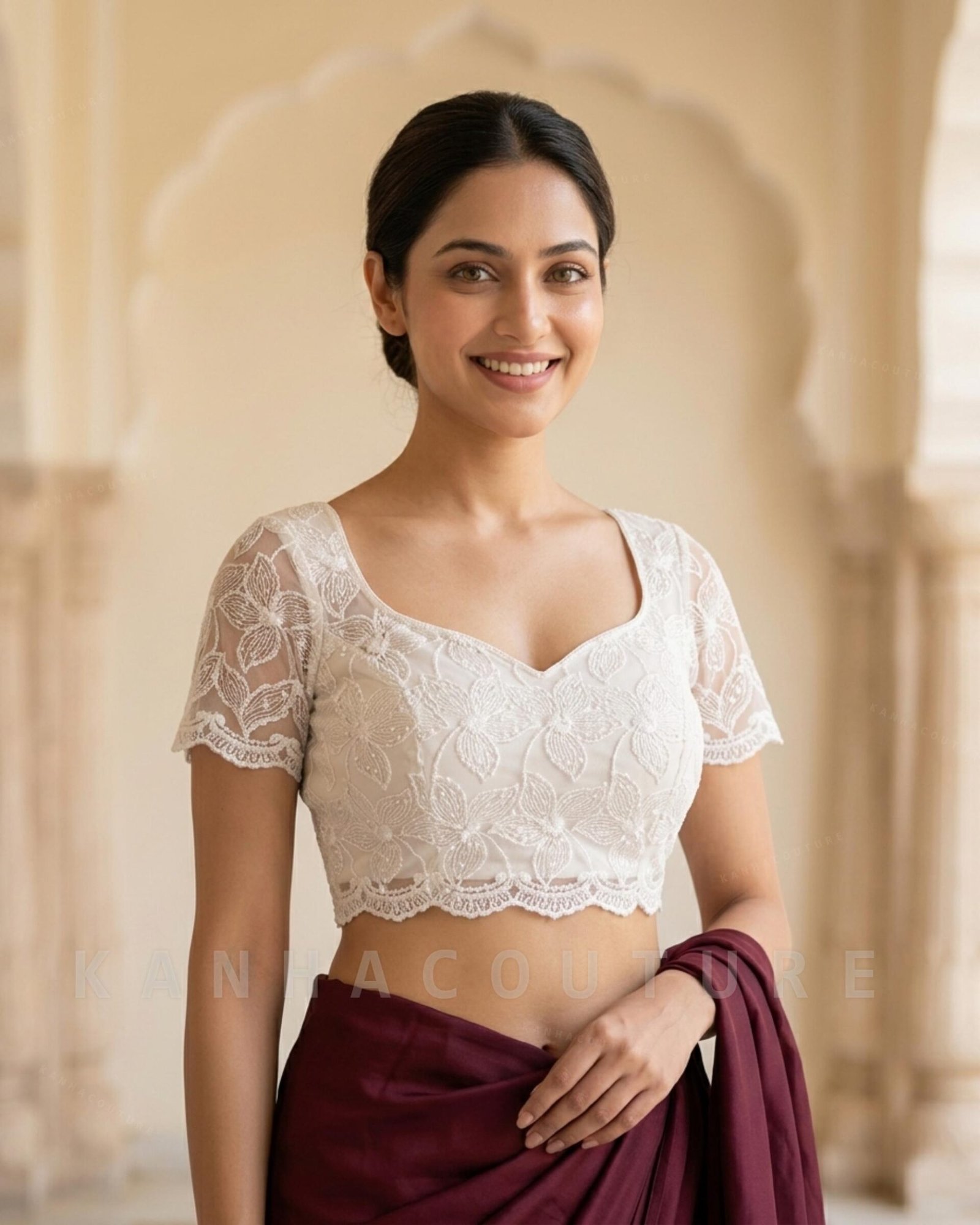 White Net Embroidered Lehenga Choli – Custom Made to Measure - Image 6