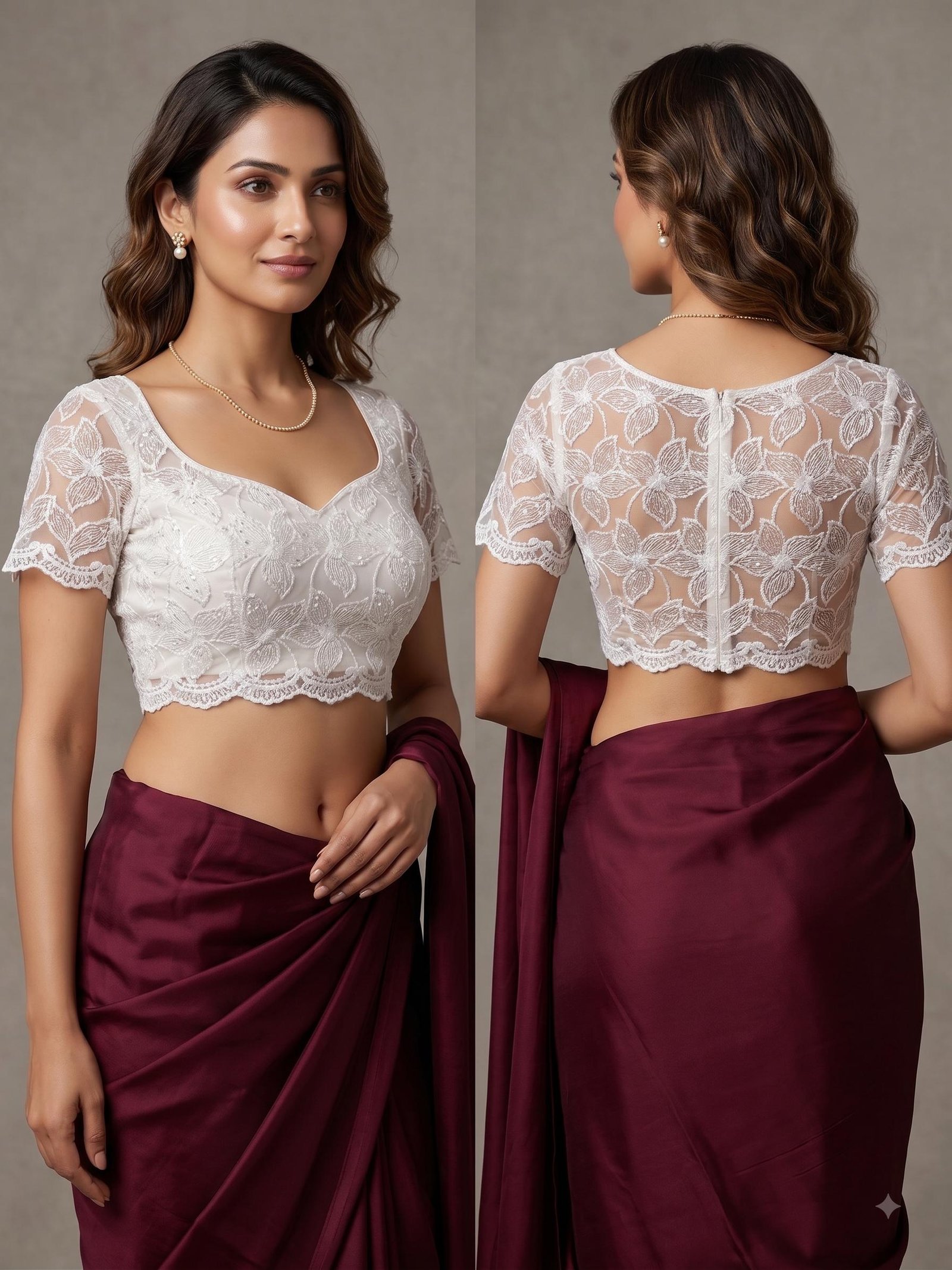 White Net Embroidered Lehenga Choli – Custom Made to Measure - Image 10
