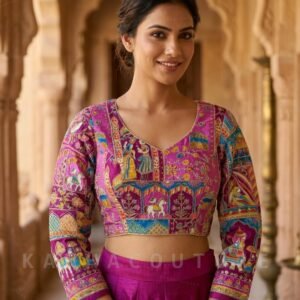 Pink Velvet Embroidered Lehenga Choli – Custom Made to Measure
