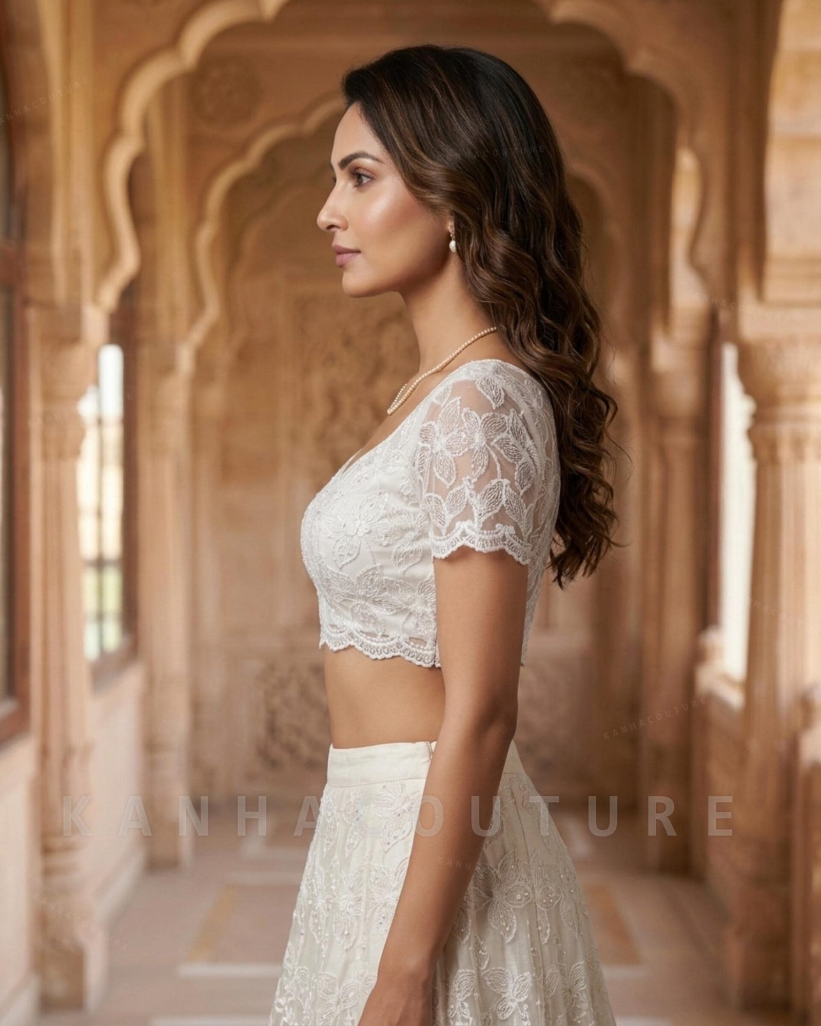 White Net Embroidered Lehenga Choli – Custom Made to Measure - Image 9