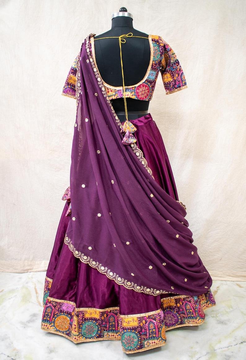 Purple Silk Printed Lehenga Choli – Custom Made to Measure - Image 10