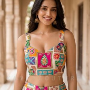 Multicolor Crepe Embroidered Lehenga Choli (Design 2) – Custom Made to Measure