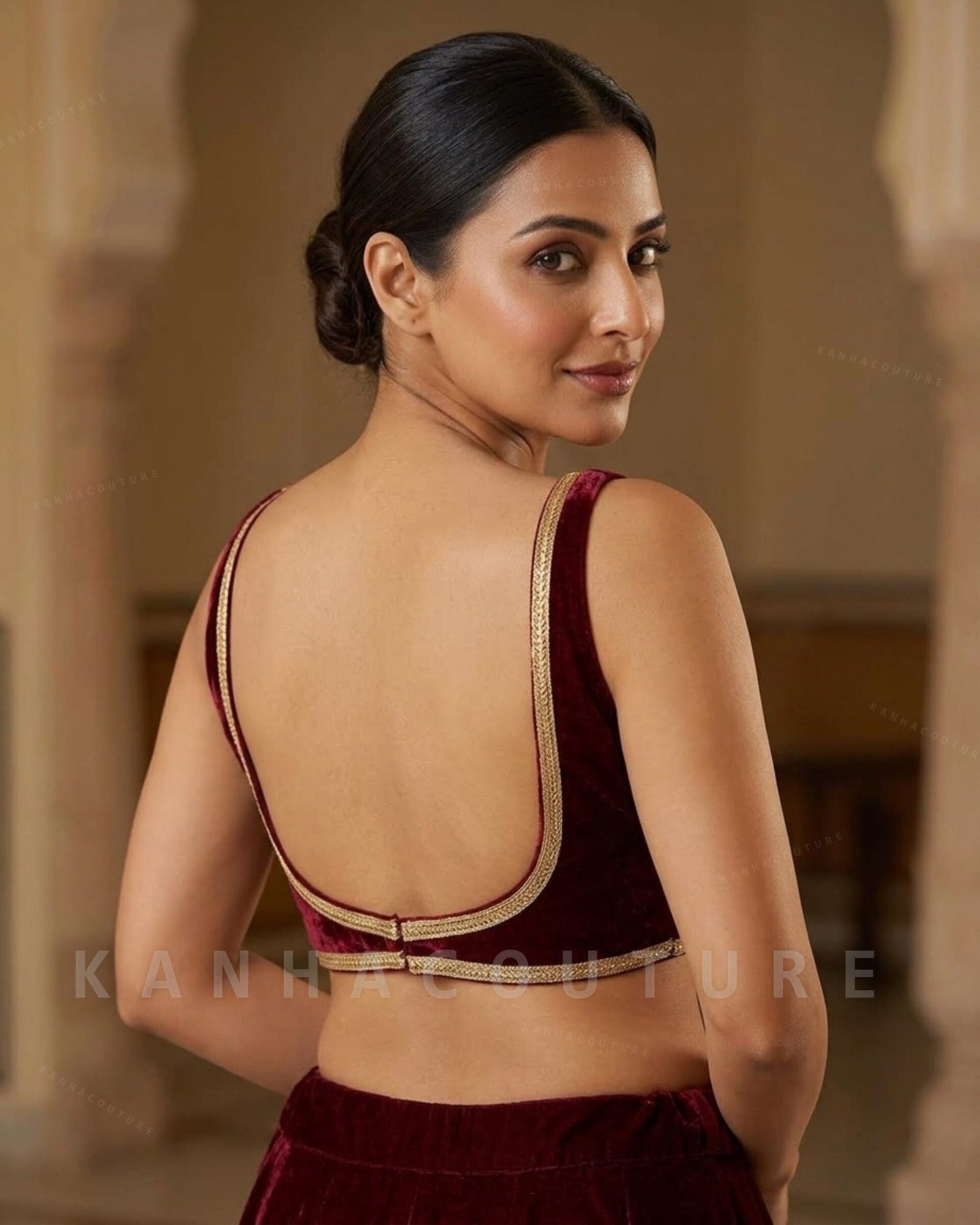 Velvet Saree Blouse (Design 2) – Custom Made to Measure - Image 2