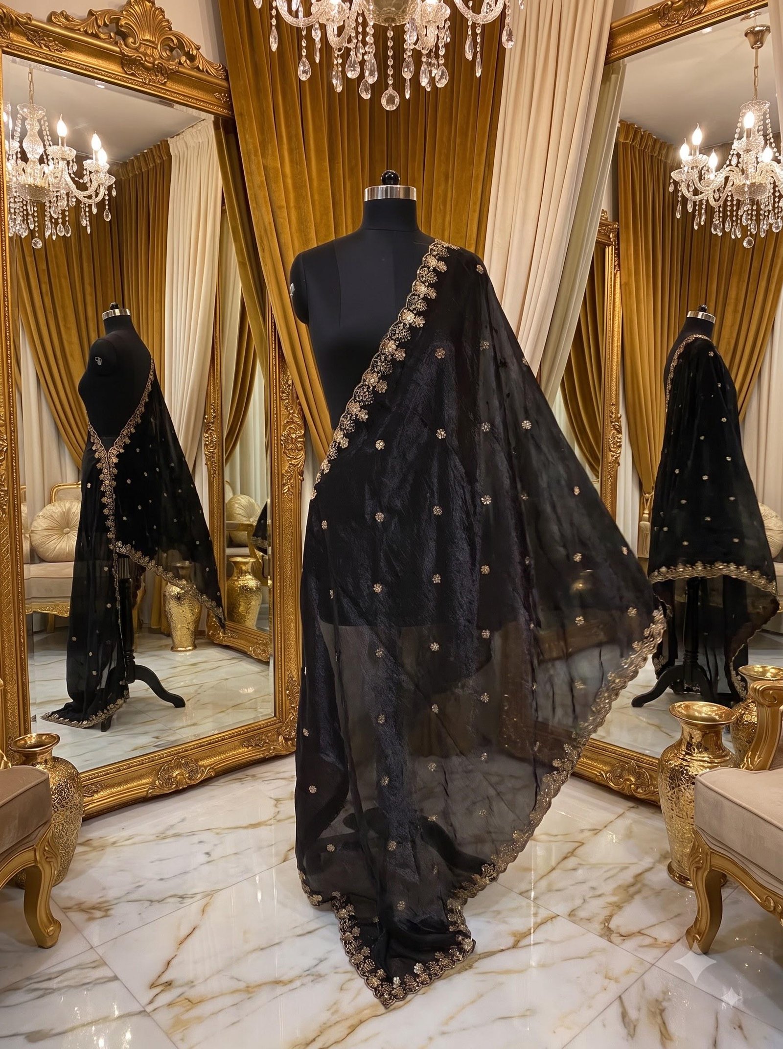 Black Organza Embroidered Lehenga Choli – Custom Made to Measure